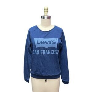 LEVIS Logo San Francisco Indigo Blue Sweatshirt Crewneck Women's Shirt-sz M NWT
